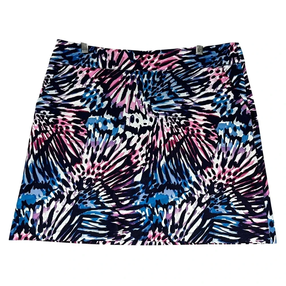 Coral Bay Skort Womens Large Blue Pink Abstract Athletic Pockets Stretch